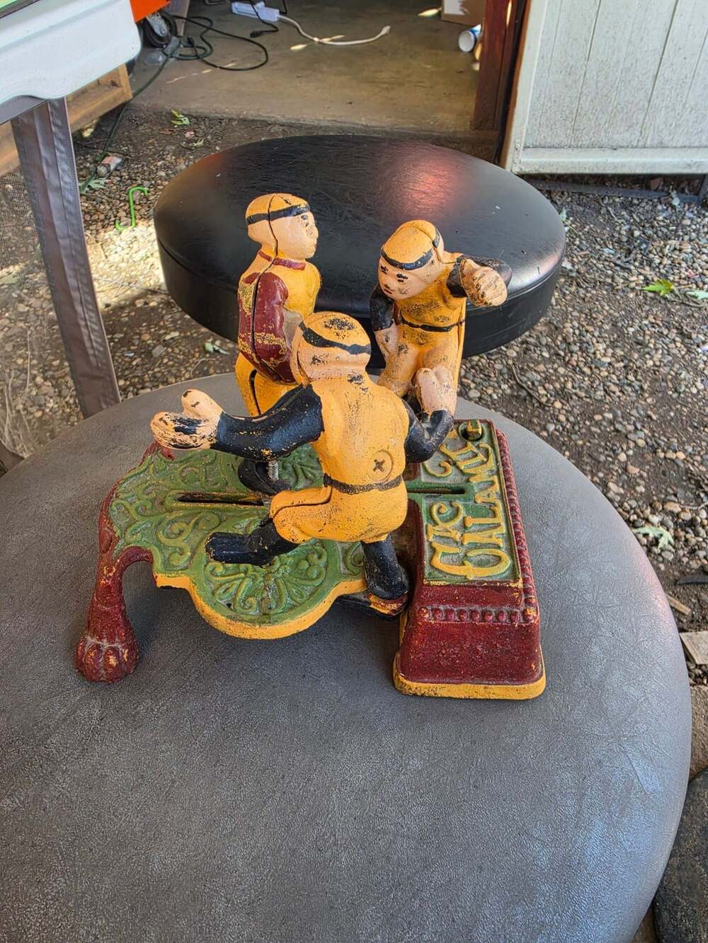 Vintage Calamity Cast Iron Mechanical Bank J. & E. Stevens